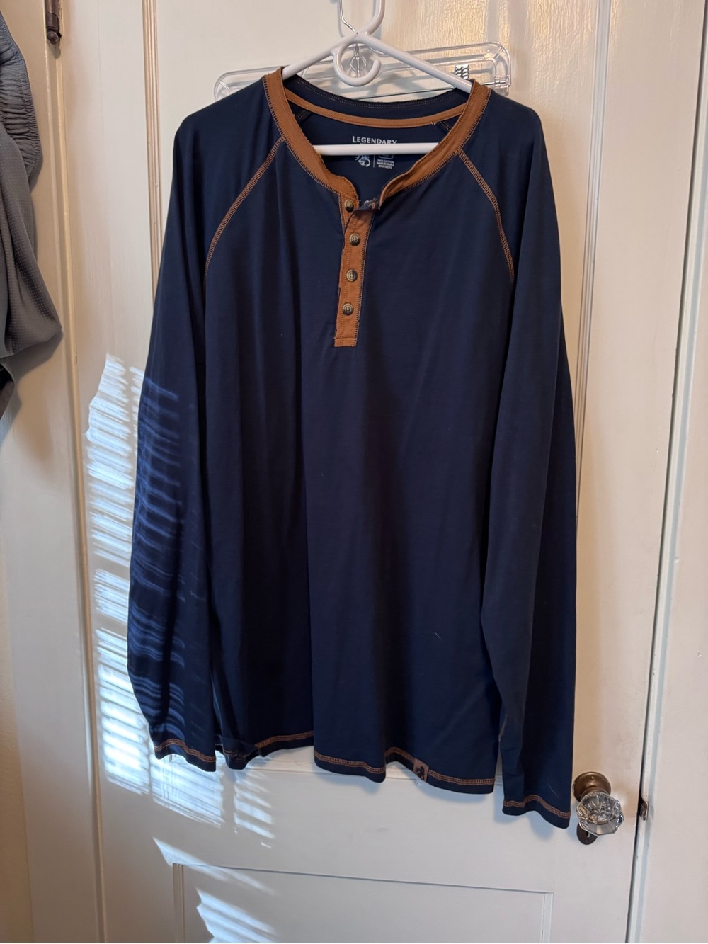 Legendary Whitetails Navy Long-Sleeve Henley with Brown Trim
